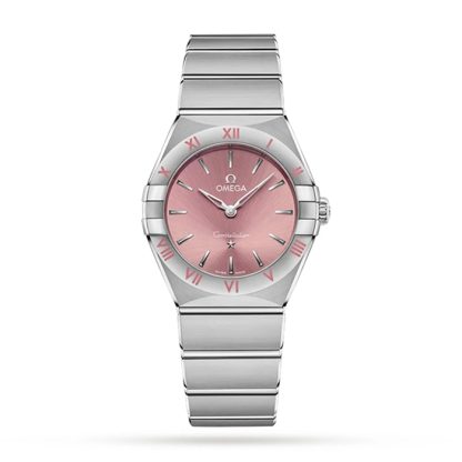 Omega Constellation Quartz Steel 28mm Zegarek damski różowy O13110286011001