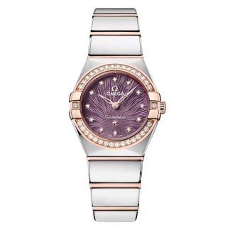 Omega Constellation Sedna Gold 25mm zegarek damski fioletowy O13125256060002