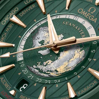 Omega Seamaster Aqua Terra 150m Co Axial Master Chronomaster GMT Worldtimer 43mm Zegarek męski Zielony O22030432210001 - obrazek 3