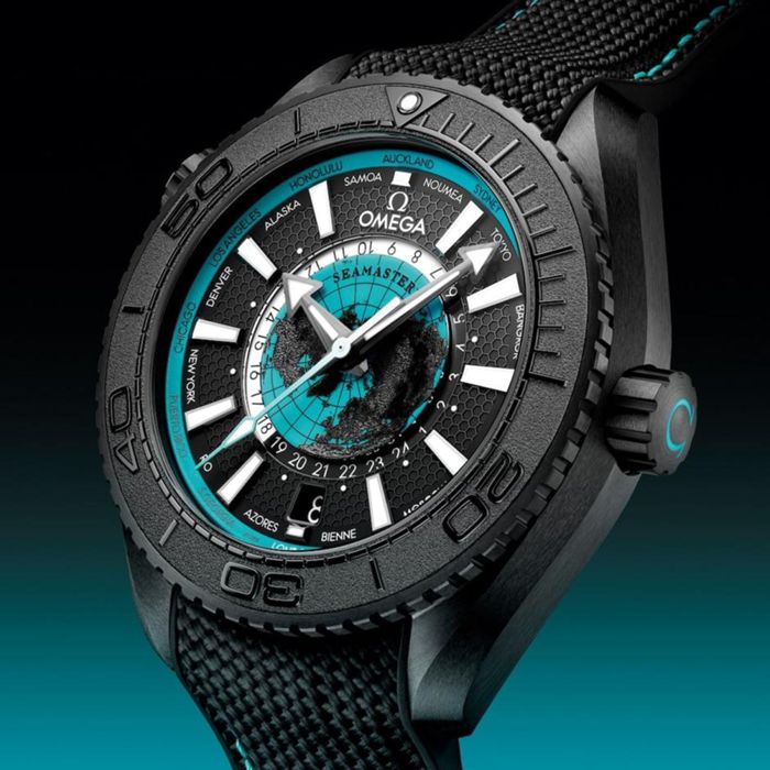 Omega Seamaster Planet Ocean 600M 45,5 mm Zegarek męski Czarna ceramika na gumowym pasku Niebieski O21592462201006 - obrazek 3