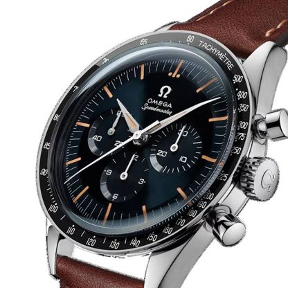 Omega Speedmaster Anniversary Series 40mm Zegarek męski Niebiesko-brązowy skórzany pasek O31032405006002 - obrazek 2