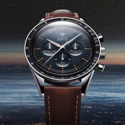 Omega Speedmaster Anniversary Series 40mm Zegarek męski Niebiesko-brązowy skórzany pasek O31032405006002 - obrazek 5