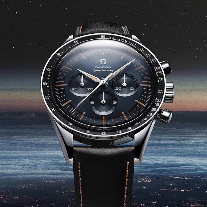 Omega Speedmaster Anniversary Series 40mm Zegarek męski Niebiesko-czarny skórzany pasek O31032405006001 - obrazek 4