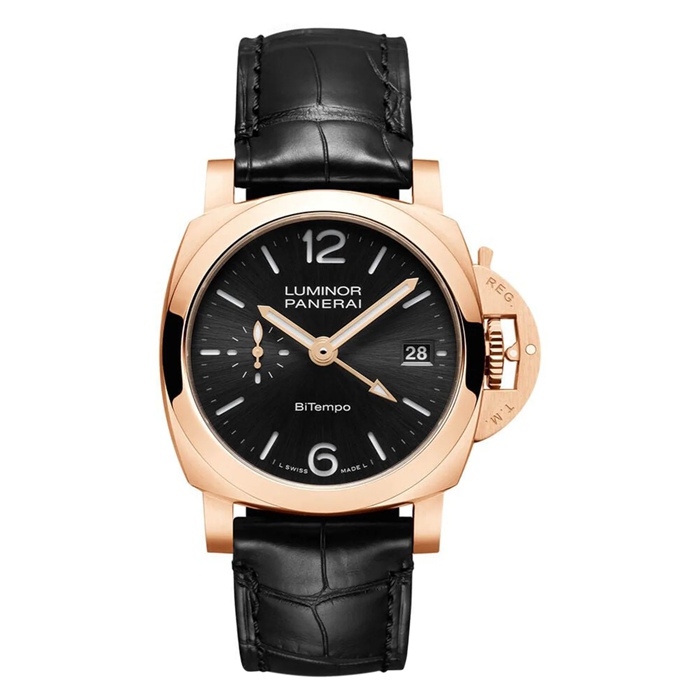 Panerai Luminor Quaranta BiTempo Goldtech 40mm Zegarek męski Czarny PAM01641