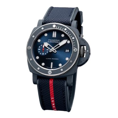 Panerai Submersible QuarantaQuattro Luna Rossa Ti-Ceramitech 44mm Zegarek męski Niebieski PAM01466 - obrazek 5