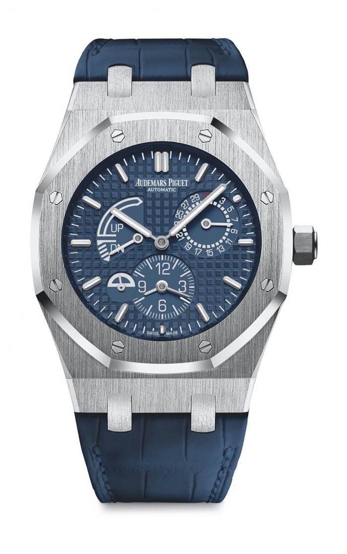 Replika Audemars Piguet Royal Oak Dual Time Blue 26124ST.OO.D018CR.01