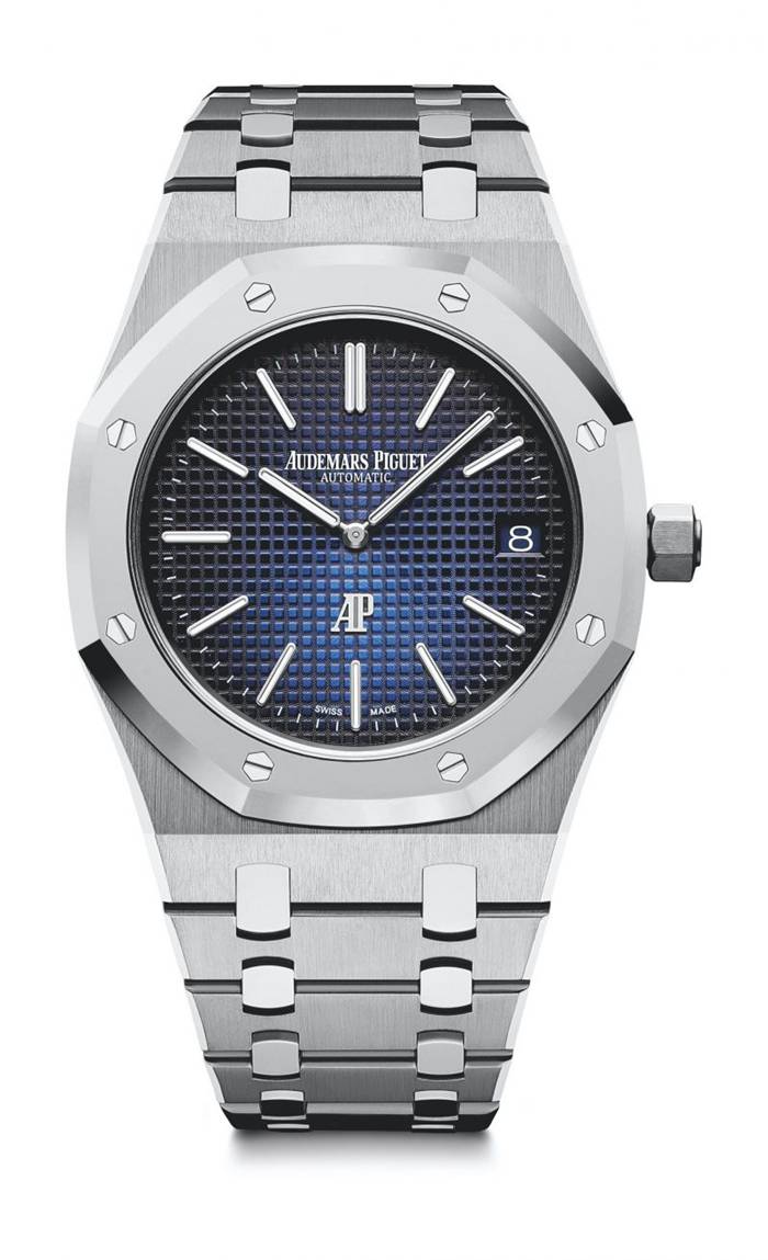 Replika Audemars Piguet Royal Oak Jumbo Extra-Thin Blue 15202IP.OO.1240IP.01