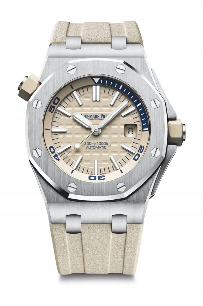 Replika Audemars Piguet Royal Oak Offshore Diver Beige 15710ST.OO.A085CA.01