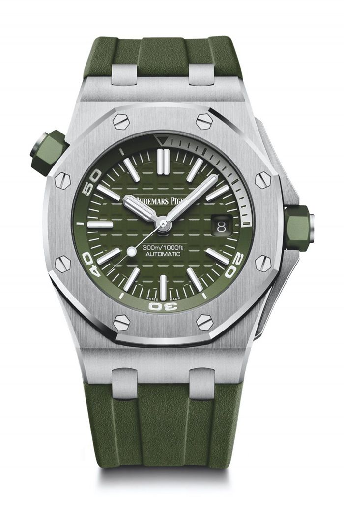 Replika Audemars Piguet Royal Oak Offshore Diver Green 15710ST.OO.A052CA.01
