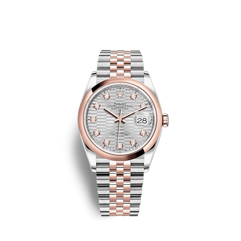Replika Rolex Datejust 126201 36mm Srebrny jubileuszowy motyw karbowany
