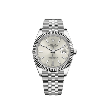 Replika Rolex Datejust 41 Białe złoto/Steel Biała tarcza Bezel karbowany 126334 Jubilee - obrazek 2