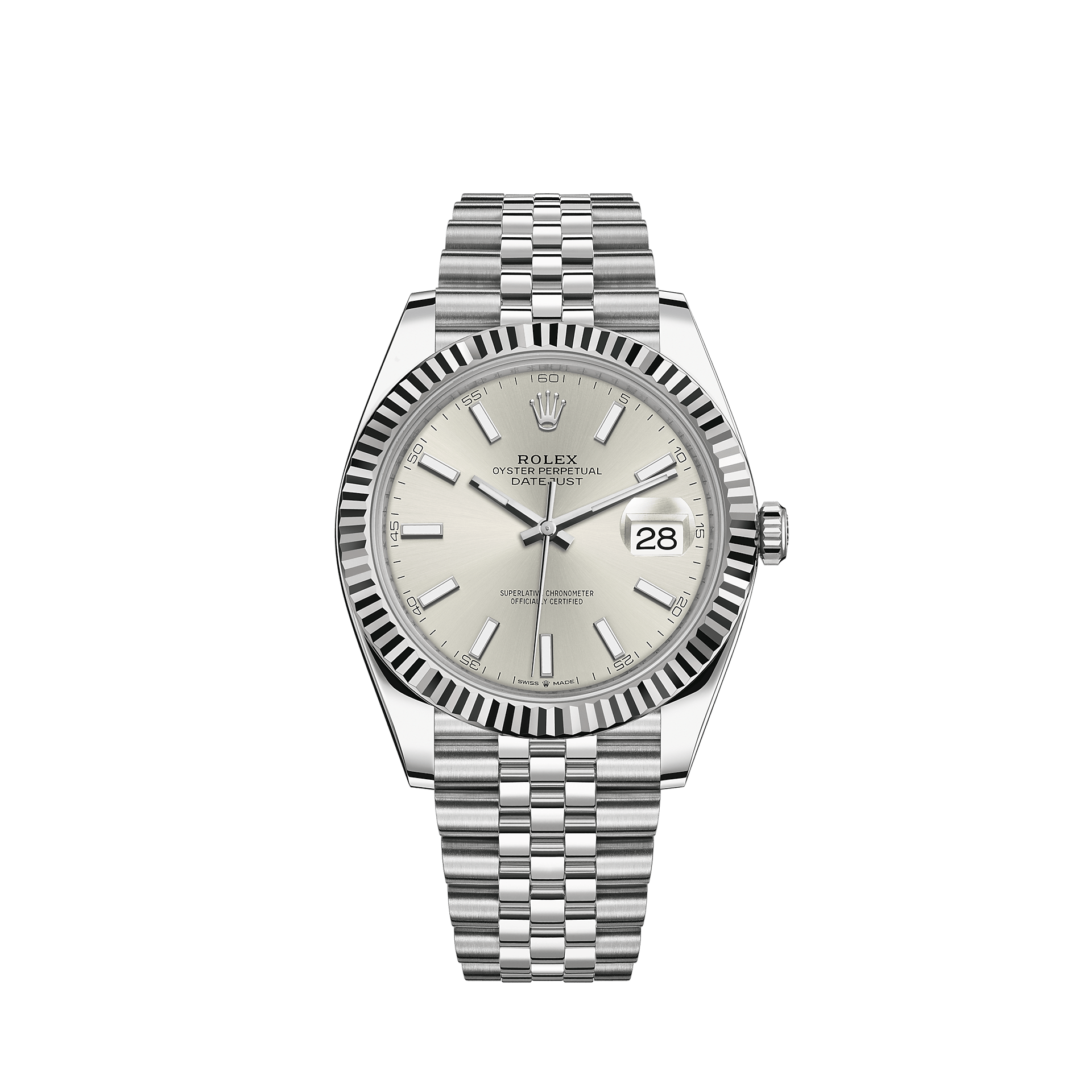 Replika Rolex Datejust 41 Białe złoto/Steel Biała tarcza Bezel karbowany 126334 Jubilee - obrazek 2