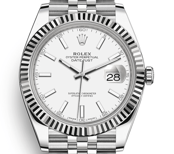 Replika Rolex Datejust 41 Białe złoto/Steel Biała tarcza Bezel karbowany 126334 Jubilee - obrazek 3