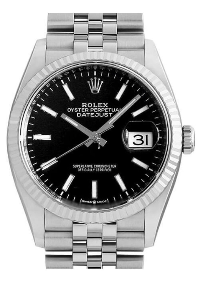 Replika Rolex Datejust 41 Białe złoto/Steel Czarna tarcza Bezel karbowany 126334 Jubilee - obrazek 2