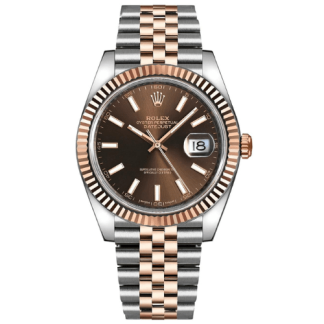 Replika Rolex Datejust 41 Rose Gold/Steel Chocolate Dial Fluted Bezel Jubilee 126331
