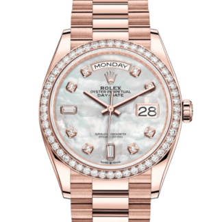 Replika Rolex Day-Date 36 Oyster 36 mm Everose złoto i diamenty 128345RBR
