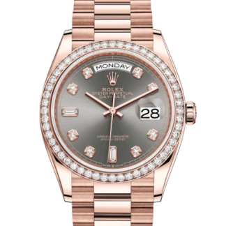 Replika Rolex Day-Date 36 Oyster 36 mm Everose złoto i diamenty 128345RBR