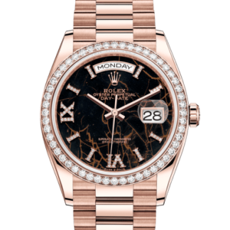 Replika Rolex Day-Date 36 Oyster 36 mm Everose złoto i diamenty 128345RBR