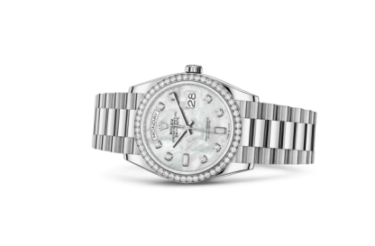 Replika Rolex Day-Date 36 Oyster 36 mm białe złoto i diamenty 128349RBR - obrazek 2