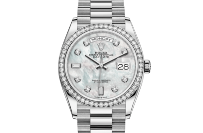 Replika Rolex Day-Date 36 Oyster 36 mm białe złoto i diamenty 128349RBR
