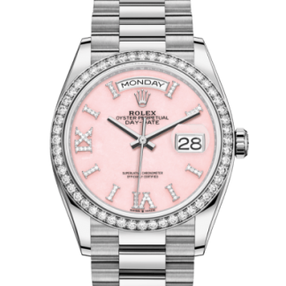 Replika Rolex Day-Date 36 Oyster 36 mm białe złoto i diamenty 128349RBR