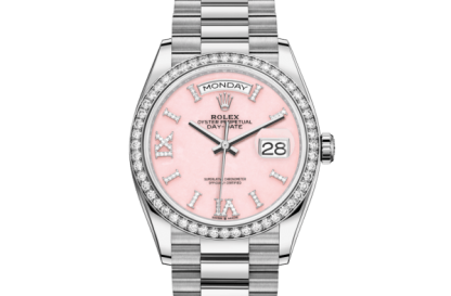 Replika Rolex Day-Date 36 Oyster 36 mm białe złoto i diamenty 128349RBR