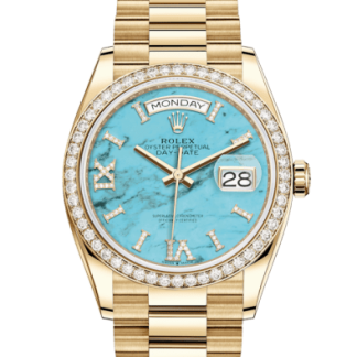 Replika Rolex Day-Date 36 Oyster 36 mm żółte złoto i diamenty 128348RBR