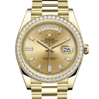 Replika Rolex Day-Date 40 Oyster 40 mm żółte złoto i diamenty 228348RBR