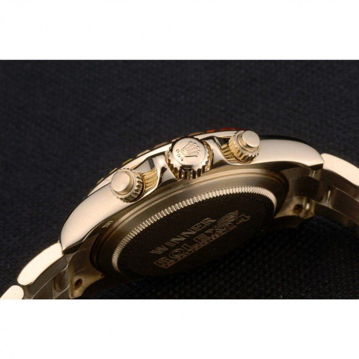 Replika Rolex Daytona Cosmograph Rainbow Crystals Bezel Rose Gold Strap Black Dial 80251 - obrazek 9