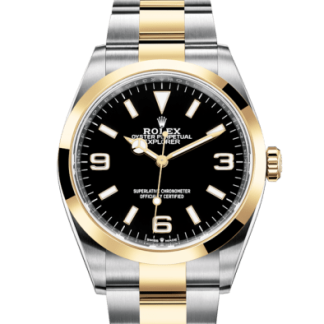 Replika Rolex Explorer Oyster 36 mm Oystersteel i żółte złoto 124273