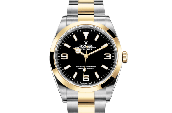 Replika Rolex Explorer Oyster 36 mm Oystersteel i żółte złoto 124273