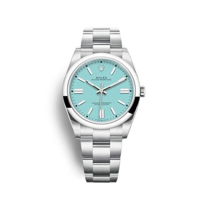 Replika Rolex Oyster Perpetual 41mm Turkusowy niebieski