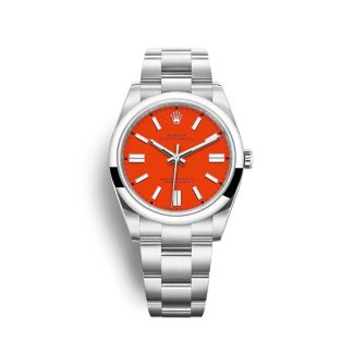 Replika Rolex Oyster Perpetual 41mm koralowa czerwień