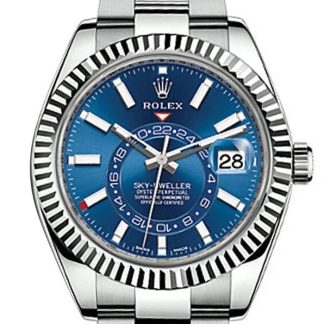 Replika Rolex Sky Dweller Blue Dial White Gold Bezel Steel Oyster 326934 NP