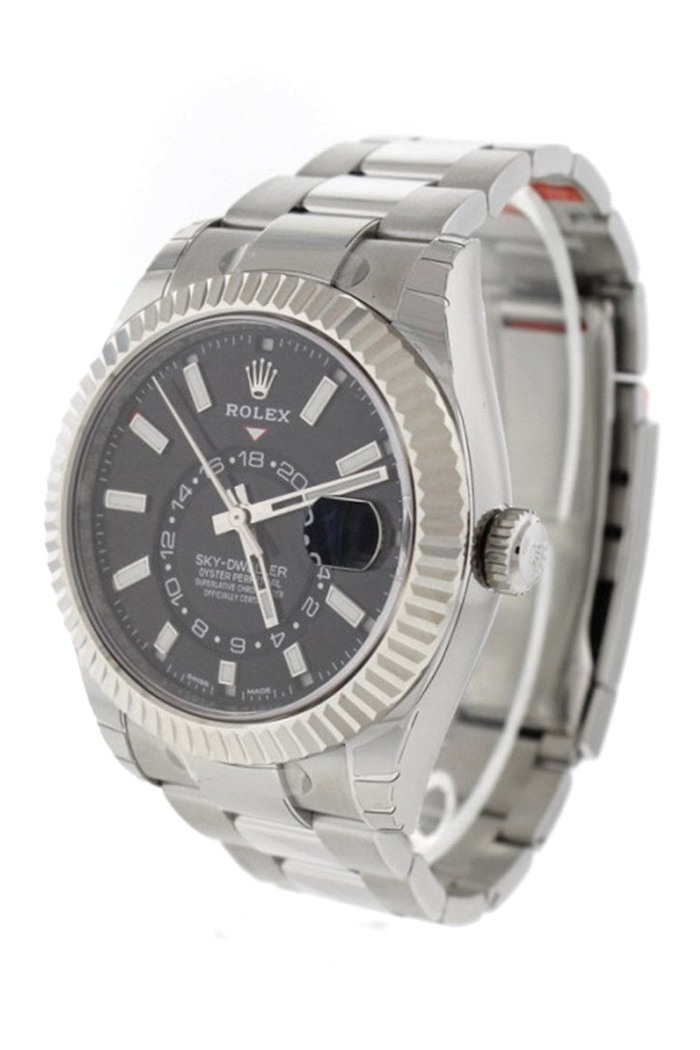 Replika Rolex Sky Dweller Czarna tarcza Białe złoto Bezel Oyster 326934 - obrazek 2