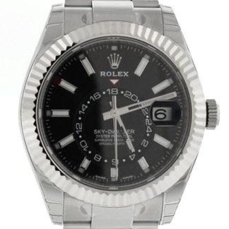 Replika Rolex Sky Dweller Czarna tarcza Białe złoto Bezel Oyster 326934