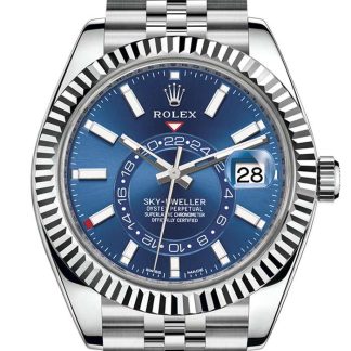 Replika Rolex Sky Dweller Niebieska tarcza Białe złoto Bezel Stal Jubilee 326934