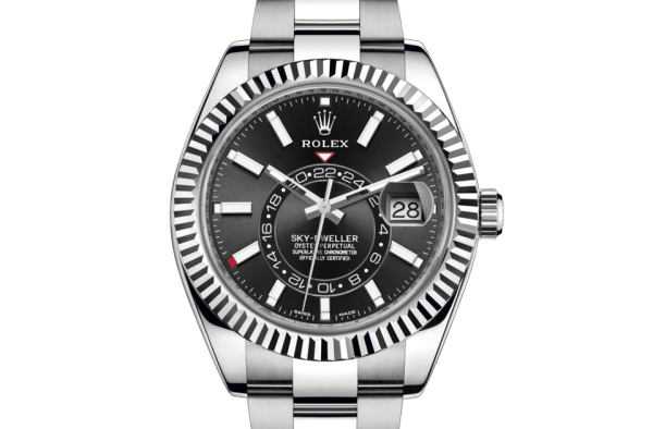 Replika Rolex Sky-Dweller Oyster 42 mm Oystersteel i białe złoto 326934