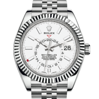 Replika Rolex Sky-Dweller Oyster 42 mm Oystersteel i białe złoto 326934