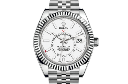 Replika Rolex Sky-Dweller Oyster 42 mm Oystersteel i białe złoto 326934