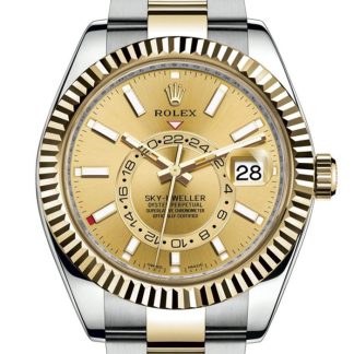 Replika Rolex Sky-Dweller Oyster 42 mm Oystersteel i żółte złoto 326933
