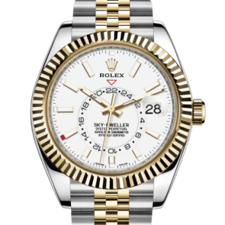 Replika Rolex Sky-Dweller Oyster 42 mm Oystersteel i żółte złoto 326933