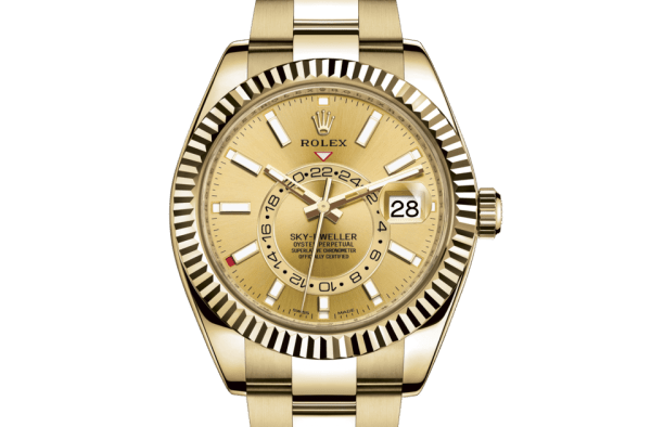 Replika Rolex Sky-Dweller Oyster 42 mm żółte złoto 326938