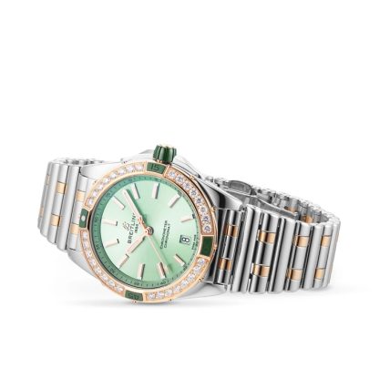 Zegarek Breitling Super Chronomat Automatic 38 Green ze stali nierdzewnej i 18-karatowego różowego złota U17356531L1U1 - obrazek 3