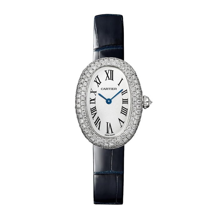 Zegarek Cartier Baignoire Mały model Mechanizm kwarcowy Koperta z 18-karatowego białego złota WJBA0049