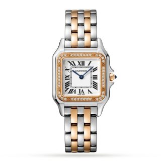Zegarek Cartier Panthère De Cartier Średni model Mechanizm kwarcowy Różowe złoto Stal Diamenty W3PN0010
