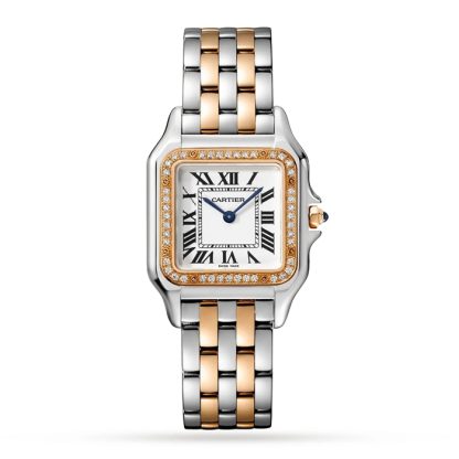 Zegarek Cartier Panthère De Cartier Średni model Mechanizm kwarcowy Różowe złoto Stal Diamenty W3PN0010