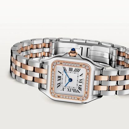 Zegarek Cartier Panthere de Cartier mały model mechanizm kwarcowy Koperta z różowego złota i stali W3PN0014 - obrazek 3