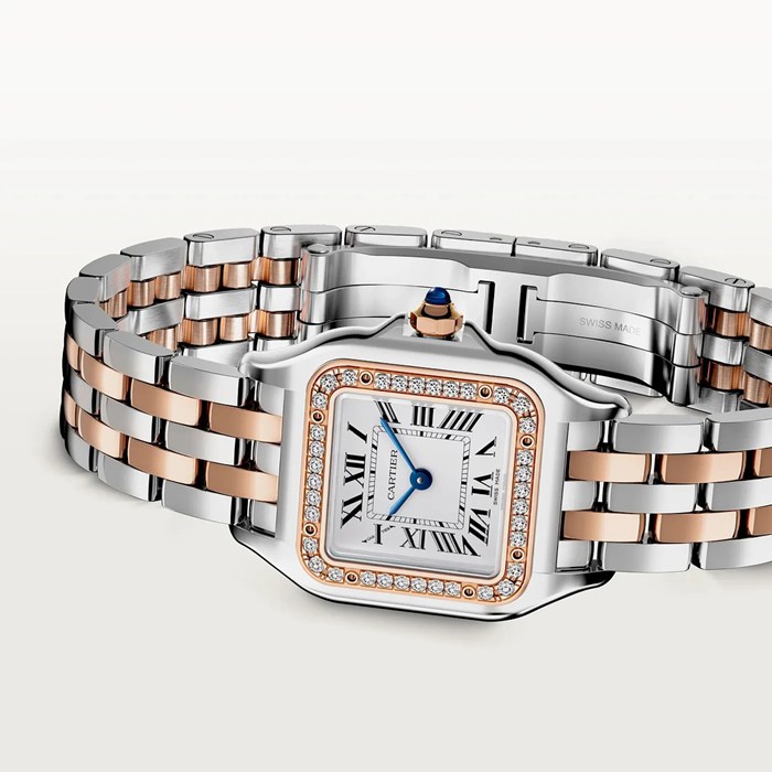 Zegarek Cartier Panthere de Cartier mały model mechanizm kwarcowy Koperta z różowego złota i stali W3PN0014 - obrazek 3
