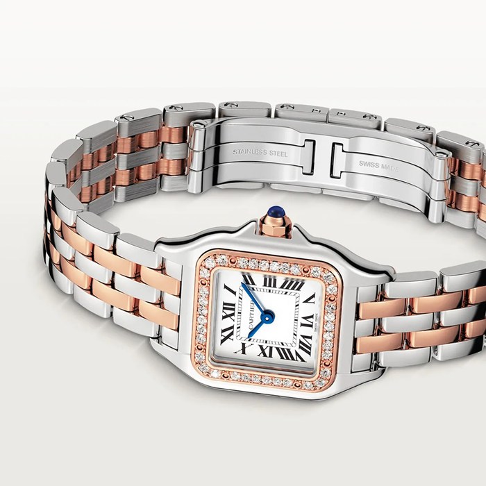 Zegarek Cartier Panthere de Cartier mały model mechanizm kwarcowy Koperta z różowego złota i stali W3PN0014 - obrazek 4